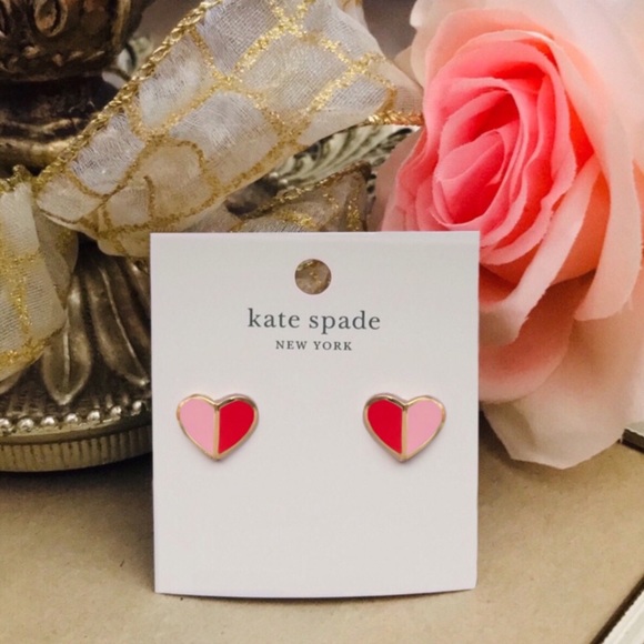 KATE SPADE • Two-Tone Heritage Heart Earrings Valentine’s Day Red Pink - Picture 5 of 5